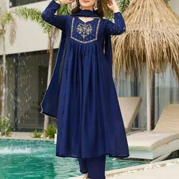 nyrika Women Embroidered A-Line Kurta Suit Set  image 2