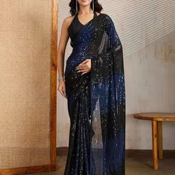 yankita Women Embroidered Sequence Georgette Saree image 2