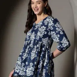 birampuria designer studio Women Floral Print Regular Fit V-Neck Top image 2