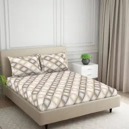 welspun 120 TC Geometric Print Double Bedsheet with Pillow Covers  image 2