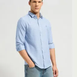 mischief monkey Men Striped Regular Fit Cotton Shirt image 2