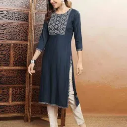 vishudh Women Embroidered Straight Kurta image 2