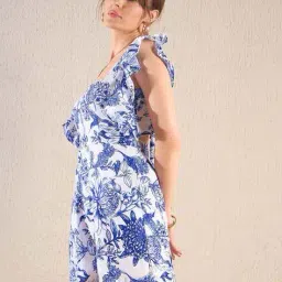 sassafras Women Floral Print Square-Neck Playsuit image 2