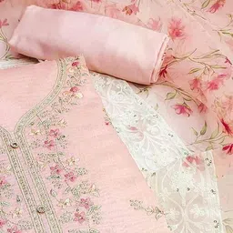 svaraa Women Floral Embroidered Unstitched Dress Material image 2