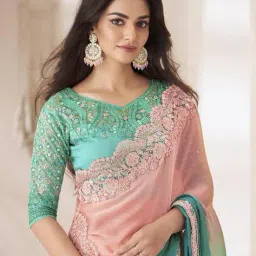 ri-wah Sequins Embellished Pure Chiffon Saree image 2