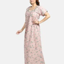 night queen Women Floral Print Nightie with Short Sleeves image 2