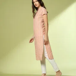 acai Women Striped Straight Kurta image 2