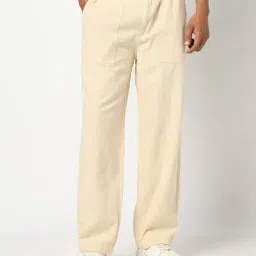 yousta Men Relaxed Fit Flat-Front Trousers image 2