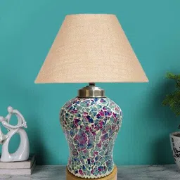 devansh Mosaic Table Lamp with Shade & Wooden Base image 2