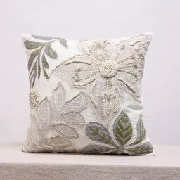 anwyn Cotton Embroidered Zip Closure Square Cushion Cover  image 2