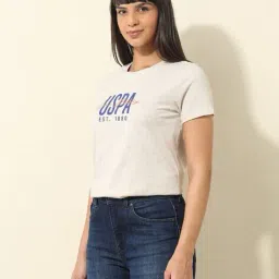 u.s. polo assn. Women Typographic Print Regular Fit Crew-Neck T-shirt image 2