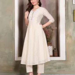 aurelia Women Printed A-Line Kurta Suit Set image 2