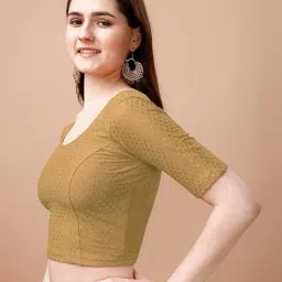 ss sanket synthetics Women Swiss-Dot Round-Neck Slip-On Blouse image 2