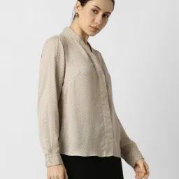 van heusen Women Regular Fit Printed Shirt with Kimono Collar image 2