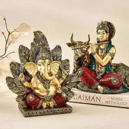 home centre Gold-Plated Lord Krishna Figurine image 2
