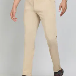 greenfibre Men Flat Front Slim Fit Trousers image 2