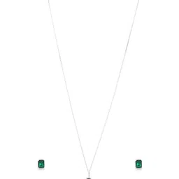 iski uski Women Sterling Silver Victoria Emerald Pendant Set image 2