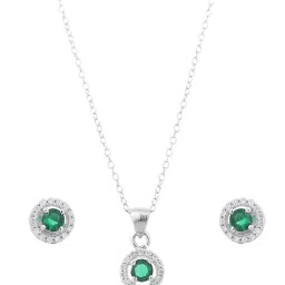 iski uski Women Sterling Silver Evara Emerald Pendant Set image 2