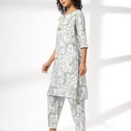 avaasa mix n' match Women Paisley Print Straight Kurta & Pants Set image 2