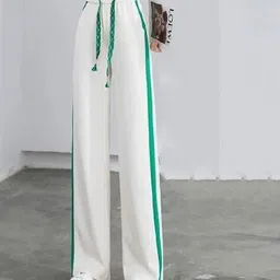 outzidr global Women High-Rise Straight Track Pants with Contrast Panel image 2