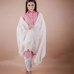 shawkh Women Embroidered Stole with Tassels image 2