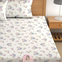 chhavi india 210 TC Floral Print Double Bed Sheet with Pillow Covers image 2