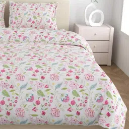 haus & kinder 150 TC Floral Print Double Bedsheet with Pillow Covers image 2