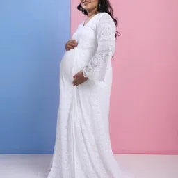 the mom store Women V-Neck Gown Dress image 2