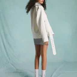 miss selfridge Women Oversized Biker Jacket with Zipper Pockets image 2