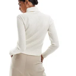 asos design Super Soft Brushed Rib Roll Neck Cardigan image 2