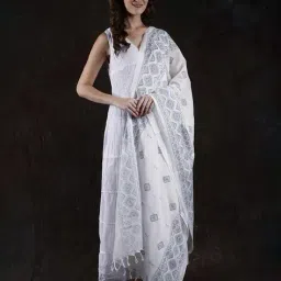 exotic india Women Geometric Print Dupatta with Contrast Border image 2