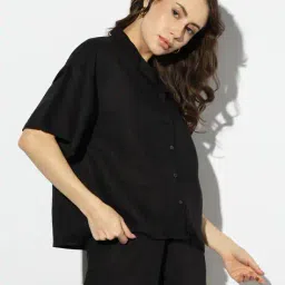 proearth by azorte Solid Linen Blend Resort Shirt image 2