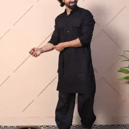 midav Men Regular Fit Long Kurta with Button Closure image 2
