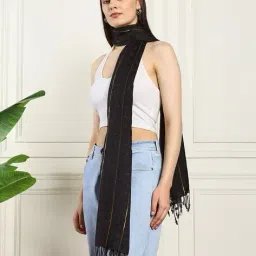 handicraft-palace Women Zari Viscose Rayon Tasseled Scarf image 2