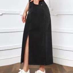 aahwan x ag Women Straight Denim Skirt with Insert Pockets image 2