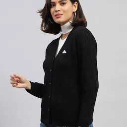 monte carlo Women V-Neck Self-design Cardigan image 2