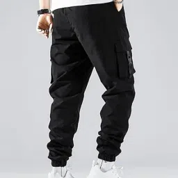 poshax Men Mid-Rise Joggers with Flap Pockets image 2