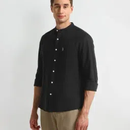 u.s. polo assn. Men Slim Fit Shirt with Band Collar image 2