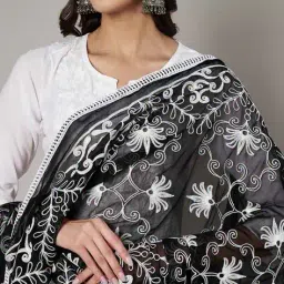 muffly Women Floral Embroidered Chiffon Dupatta image 2
