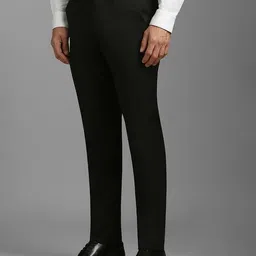 louis philippe Men Slim Tapered Fit Flat-Front Trousers image 2