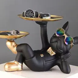 nayra handicrafts Decorative Bulldog Platter Showpiece image 2