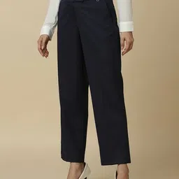 allen solly Women Straight Fit Flat-Front Trousers with Insert Pockets image 2