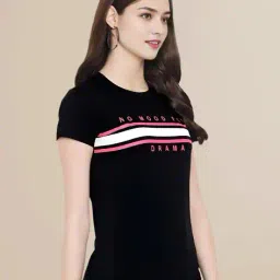 fabflee x ag Women Typographic Print Regular Fit Round-Neck T-Shirt image 2