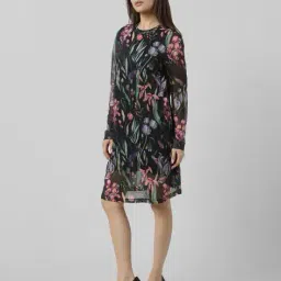 van heusen Women Printed Round-Neck A-Line Dress image 2