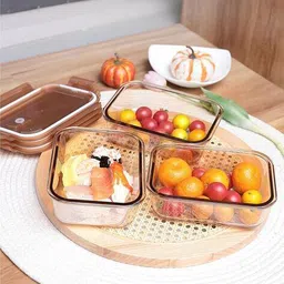 umai Pack of 3 Borosilicate Glass Kitchen Containers Set with Lid image 2