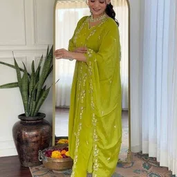 nyrika Women Embroidered Flared Kurta Set image 2