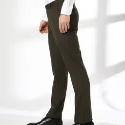 john players Men Patterned Slim Fit Flat-Front Trousers image 2