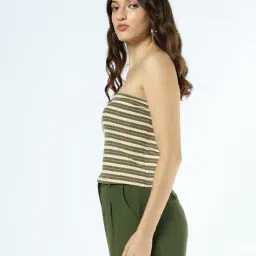 buda jeans co Women Striped Off-Shoulder Fitted Top image 2