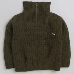 yellow apple Boys Woolen Sweater with Zip Closure image 2