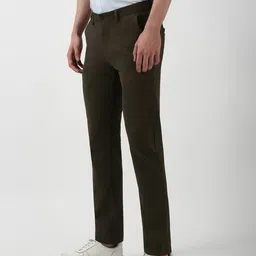 peter england casuals Men Slim Fit Flat-Front Chinos with Insert Pockets image 2